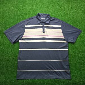 Nike Golf Polo Shirt Mens 2XL‎ Blue Striped Short Sleeve Dry Fit Activewear